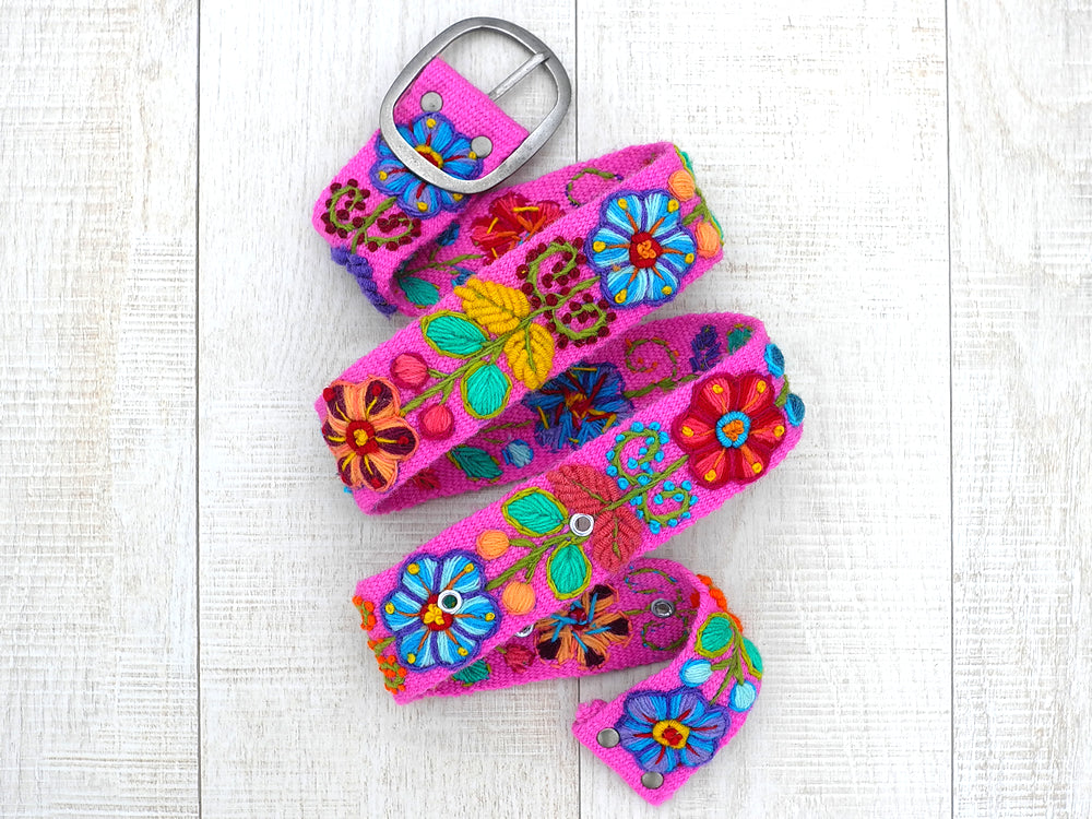 Ceinture brodée Wayta rose
