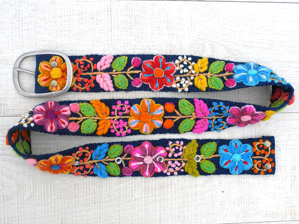 Wayta embroidered belt blue