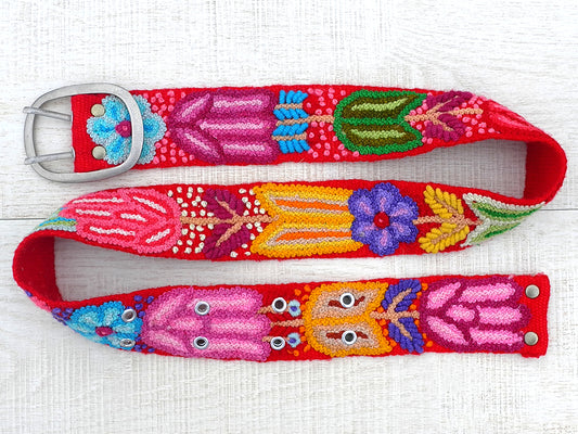 Ceinture brodée Florcita rouge