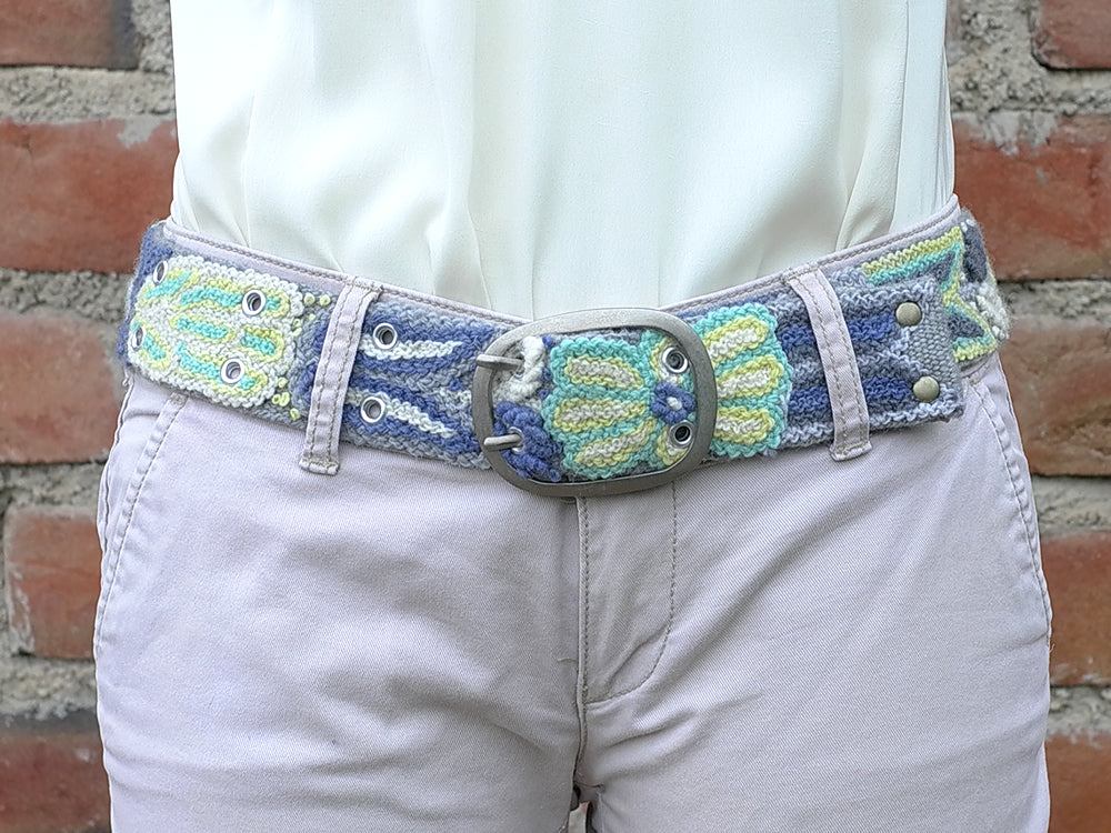 Wool embroidered belt Monochromatic Citron