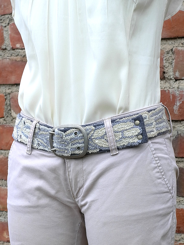 Wool embroidered belt Monochromatic Gray