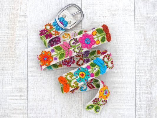 Wayta embroidered belt white