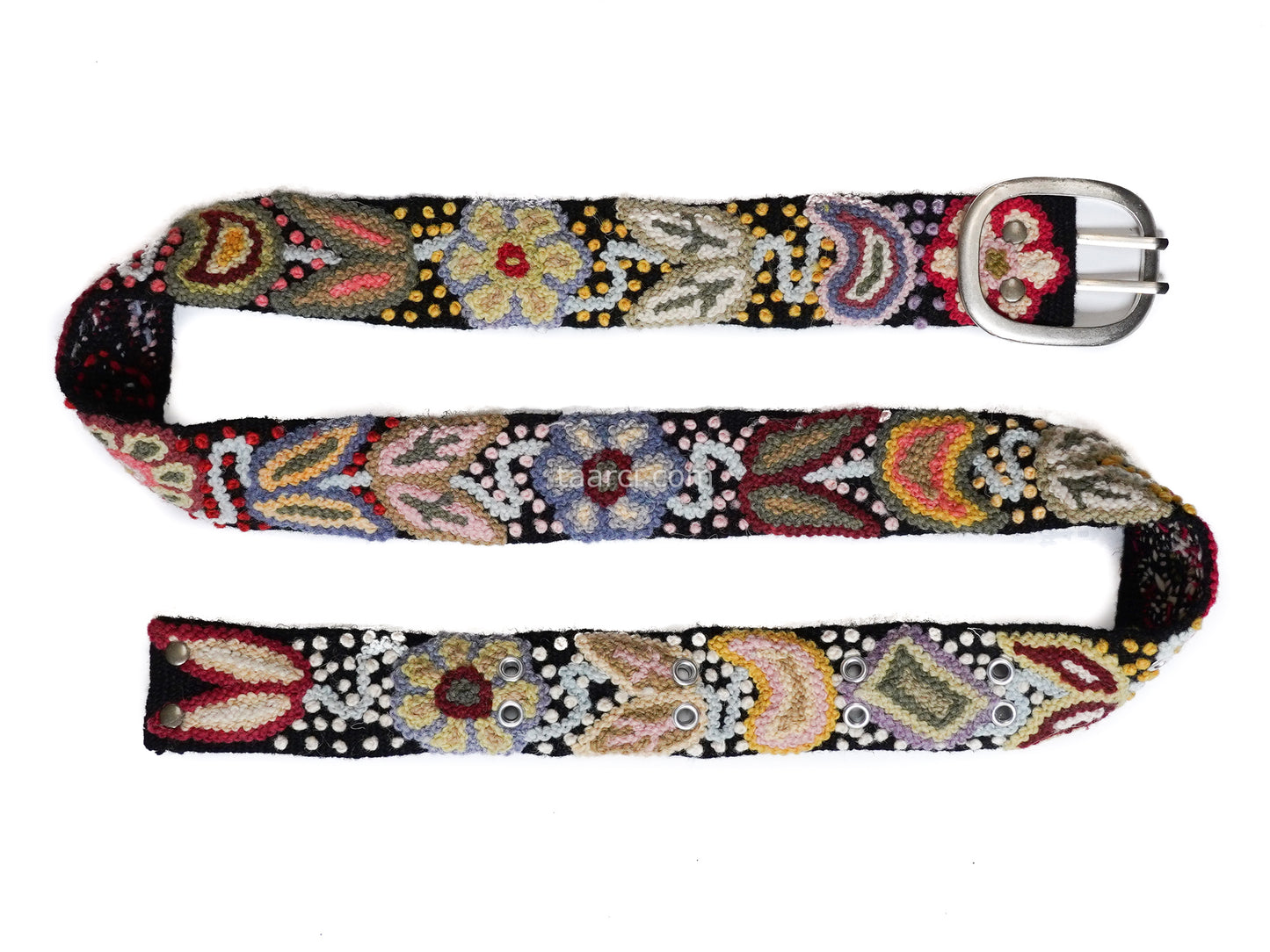 Pachamama belt - BLack embroidered belt organic dyes