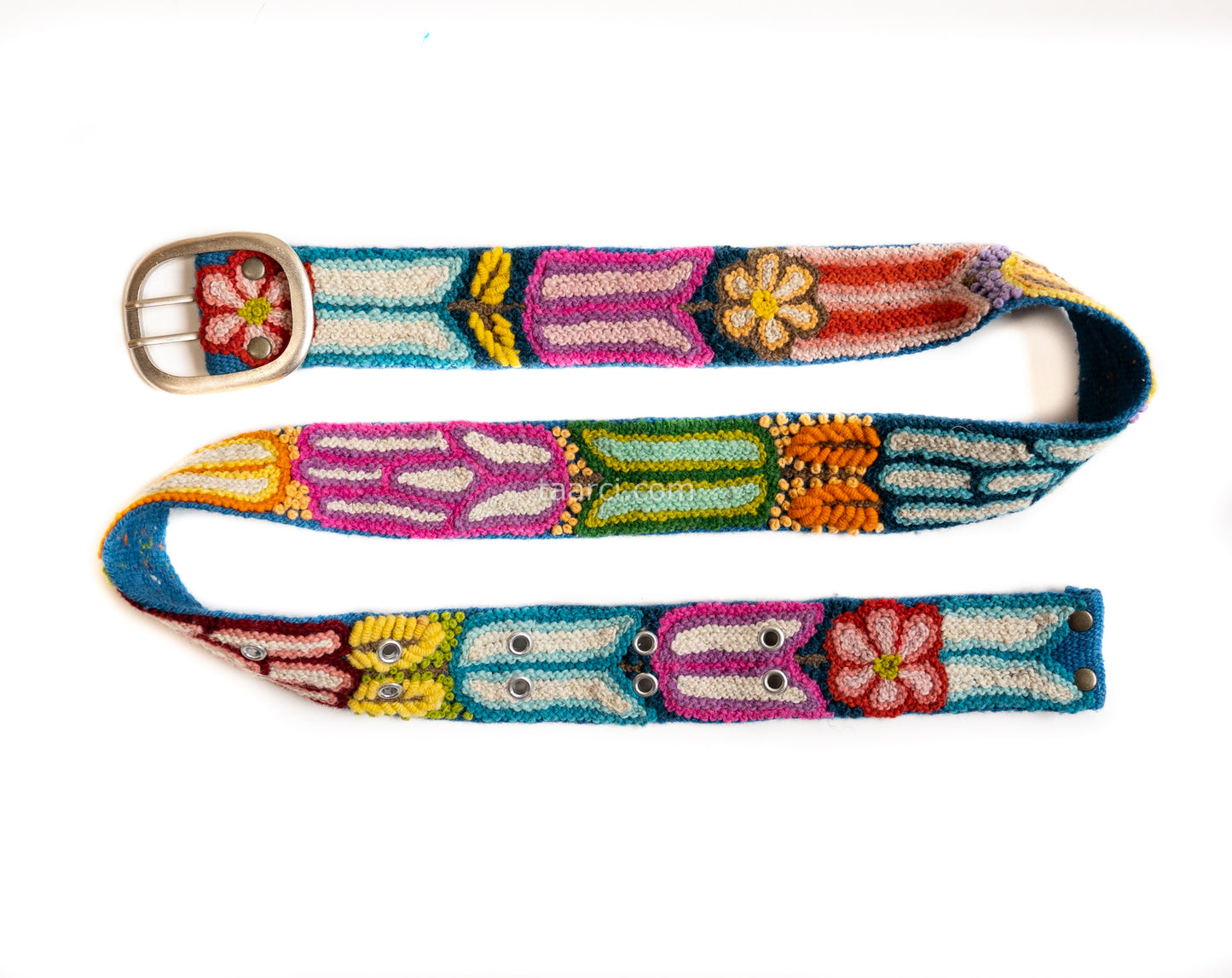 Florcita embroidered belt blue