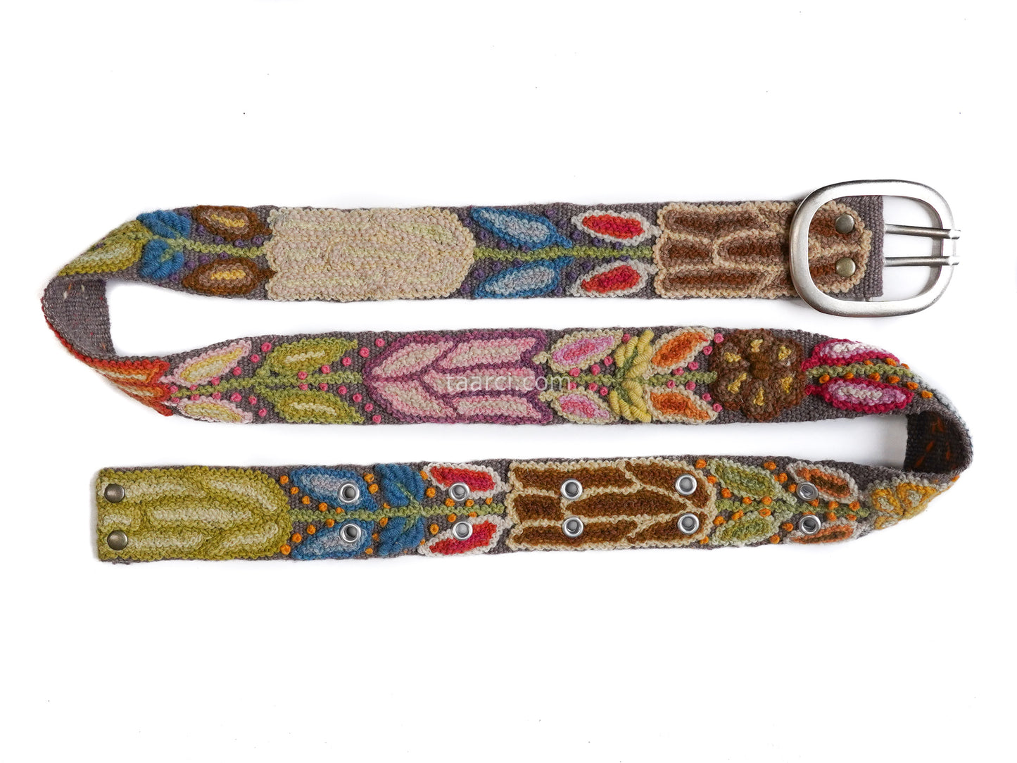 Tierra belt gray - embroidered belt organic dyes